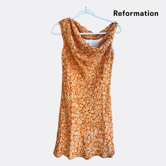 Reformation Kristine Dress – Adelina Floral – Orange – Size 8 – NWT – Off Should - Picture 2 of 7